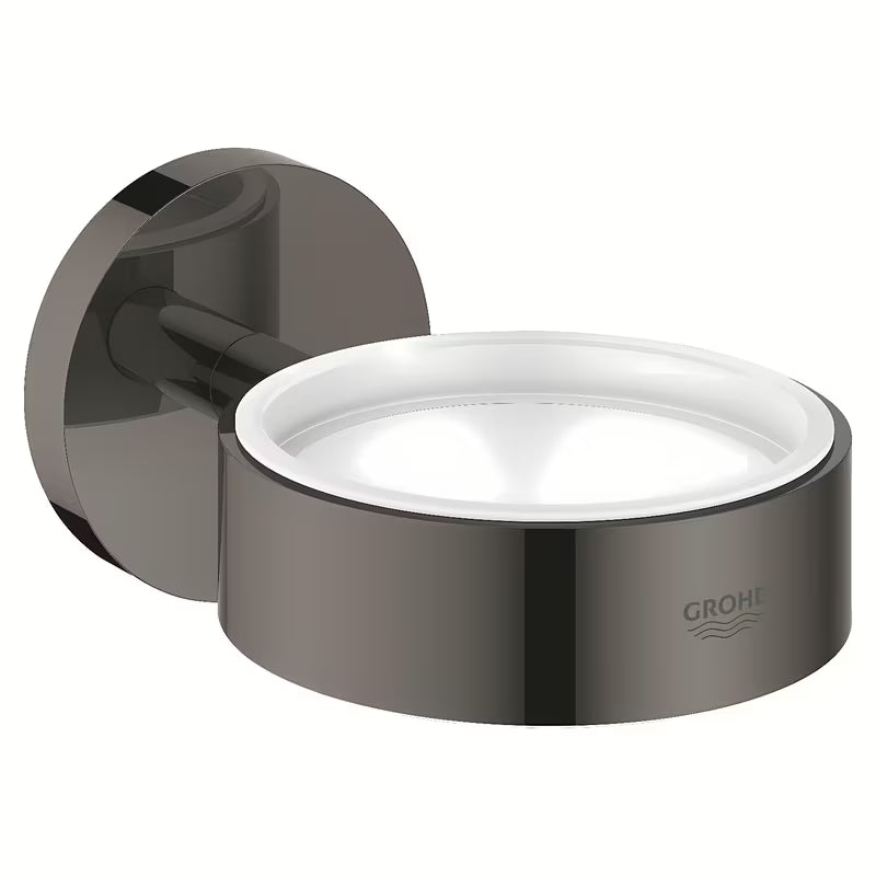 Metalowy uchwyt Grohe Essentials pro mydelniczka bez szklanki w kolorze hard graphite z ukrytym mocowaniem