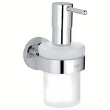 Grohe Essentials dozownik mydła w płynie bez uchwytu w chromowanym wykończeniu ze szklanym pojemnikiem