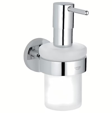 Grohe Essentials dozownik mydła w płynie bez uchwytu w chromowanym wykończeniu ze szklanym pojemnikiem