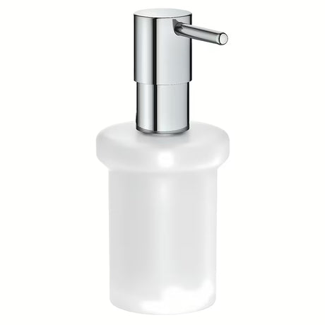 Grohe Essentials dozownik mydła w płynie bez uchwytu w chromowanym wykończeniu ze szklanym pojemnikiem