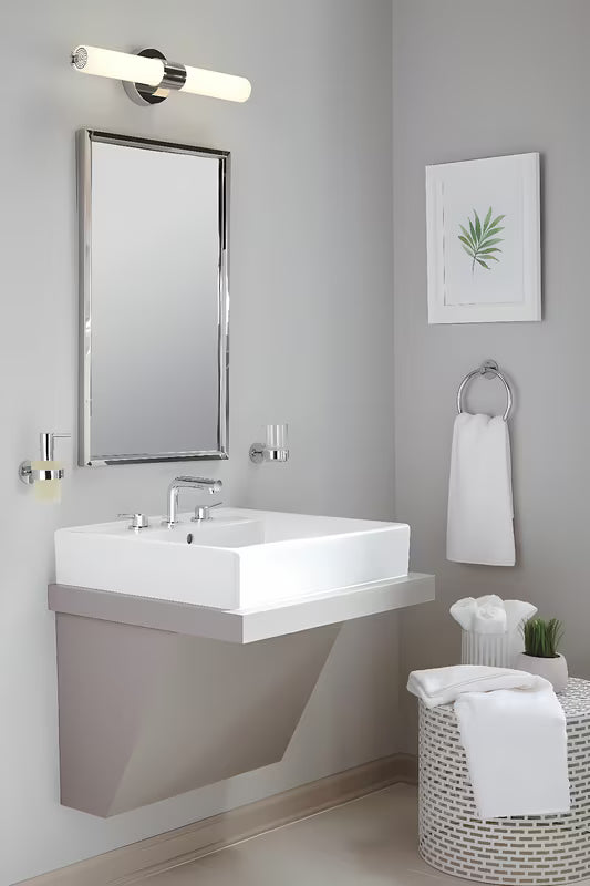 Chromowany uchwyt szklanki Grohe Essentials szklanka w komplecie z ukrytym mocowaniem