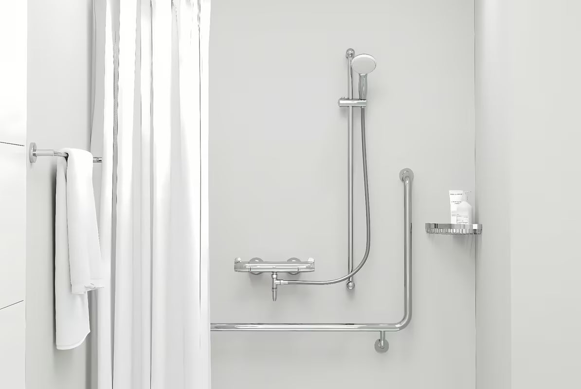 Chromowany uchwyt na ręczniki Grohe Essentials z drążkiem i ukrytym mocowaniem ściennym