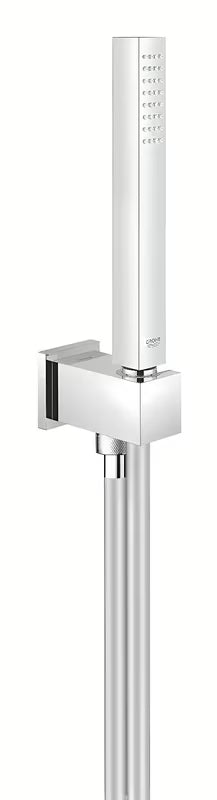 Chromowany zestaw prysznicowy Grohe Euphoria Cube z słuchawką prysznicową, uchwytem ściennym i wężem prysznicowym