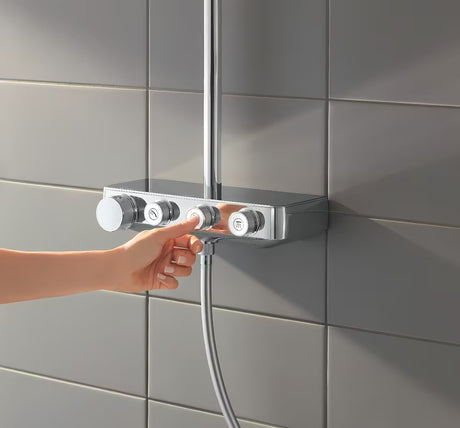Chromowany system prysznicowy Grohe Euphoria smartcontrol z termostatem, deszczownicą 310 mm i słuchawką prysznicową