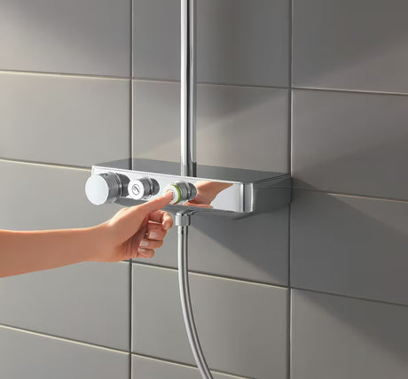 System prysznicowy Grohe Euphoria smartcontrol System w chromie z baterią termostatyczną, z deszczownicą i słuchawką prysznicową