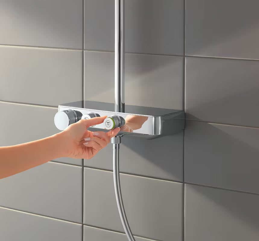 System prysznicowy Grohe Euphoria smartcontrol System w chromie z baterią termostatyczną, z deszczownicą i słuchawką prysznicową