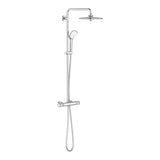 Chromowany system prysznicowy Grohe Euphoria System z baterią termostatyczną, z deszczownicą i słuchawką prysznicową
