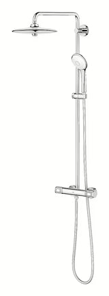 Chromowany system prysznicowy Grohe Euphoria System z baterią termostatyczną, z deszczownicą i słuchawką prysznicową