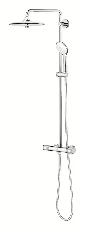 Chromowany system prysznicowy Grohe Euphoria System z baterią termostatyczną, z deszczownicą i słuchawką prysznicową