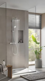 Chromowany system prysznicowy Grohe Euphoria System z baterią termostatyczną, z deszczownicą i słuchawką prysznicową