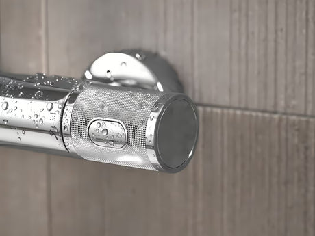 Chromowany system prysznicowy Grohe Euphoria System z baterią termostatyczną, z deszczownicą i słuchawką prysznicową