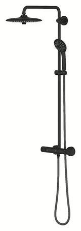 Matowo czarny system prysznicowy Grohe Euphoria System z baterią termostatyczną, z deszczownicą i rączką prysznicową