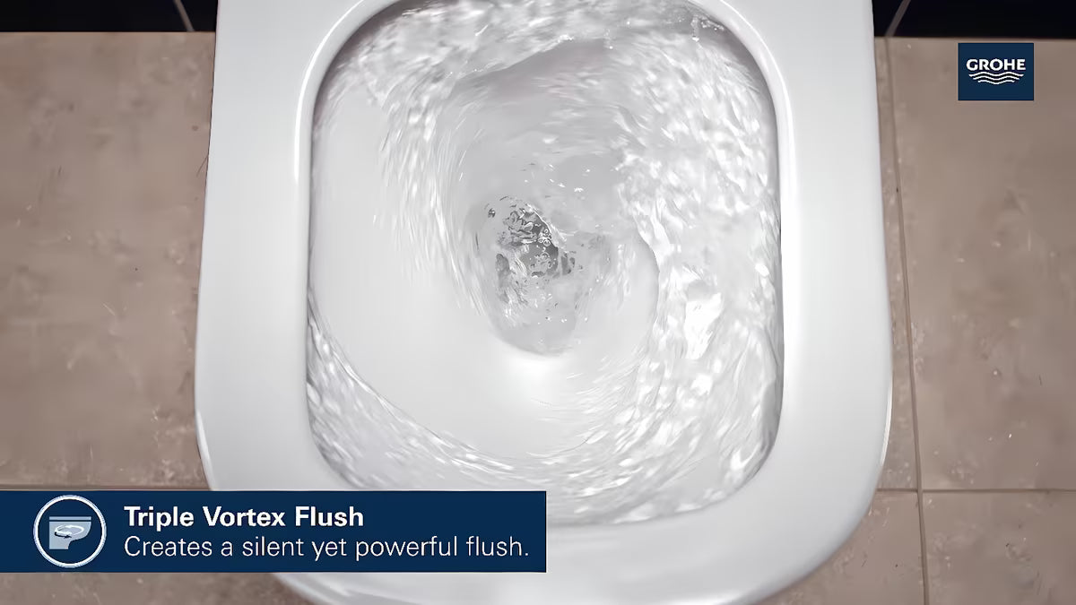 Kompaktowy miska WC wisząca Grohe Euro Ceramic w kolorze białym Alpine White z konstrukcją bezkołnierzową