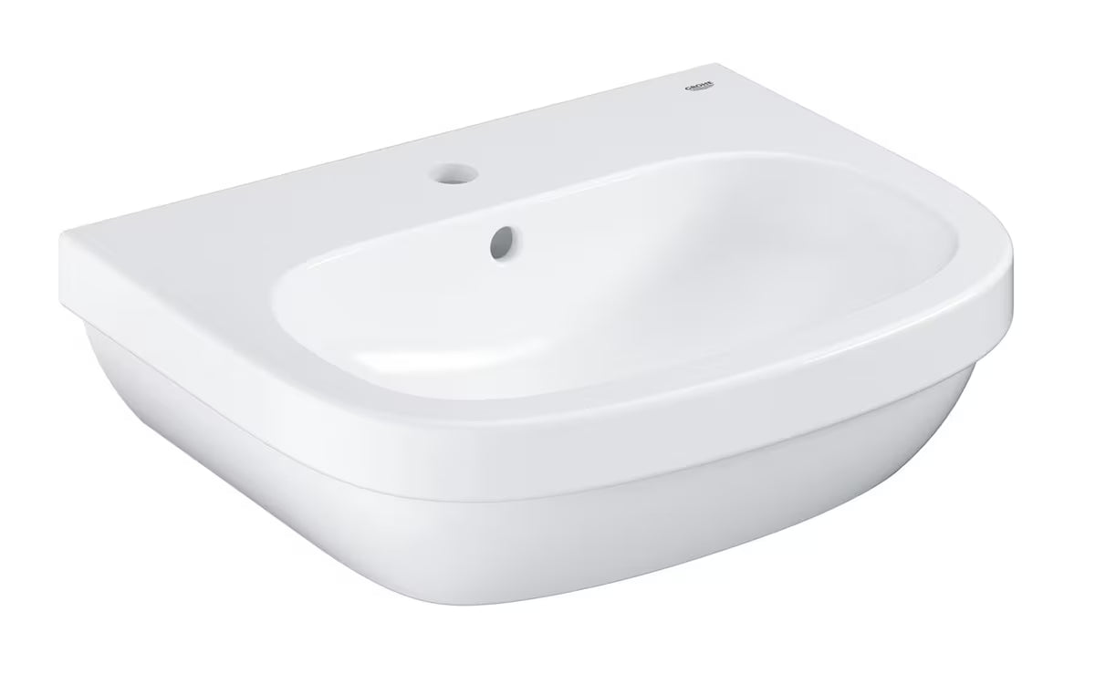 Umywalka wisząca Grohe Euro Ceramic 55 z białej ceramiki z przelewem i otworem pro baterię