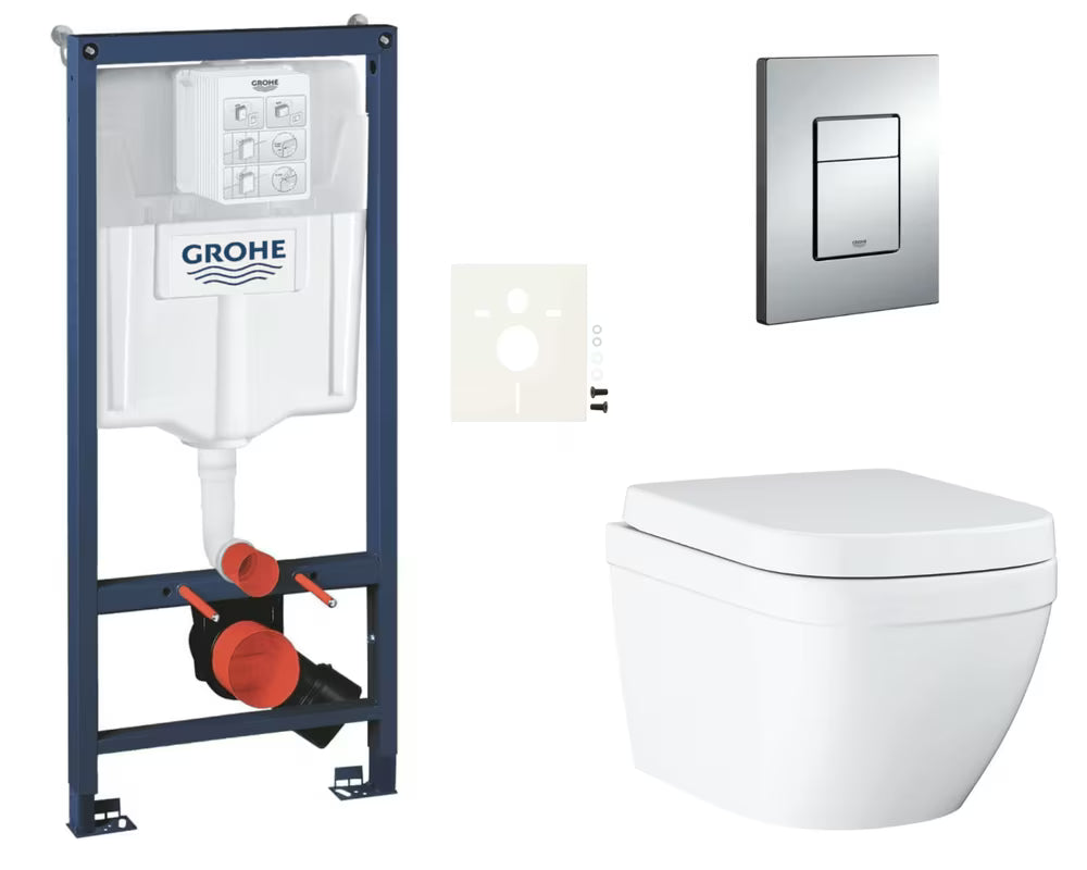 Zestaw WC podtynkowy Grohe Euro Ceramic z modułem podtynkowym Rapid SL, przyciskiem Even i deską soft Close