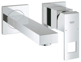 Chromowana podtynkowa bateria umywalkowa Grohe Eurocube o kwadratowym designie