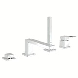 Chromowana bateria wannowa Grohe Eurocube z zestawem prysznicowym i słuchawką prysznicową Euphoria Cube+.