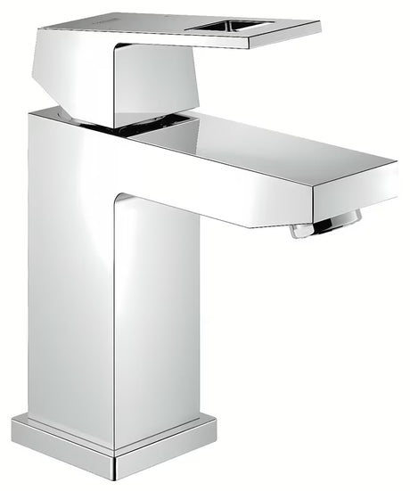 Chromowana umywalkowa jednouchwytowa bateria Grohe Eurocube bez odpływu o kwadratowym, minimalistycznym designie
