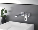 Chromowana ścienna podtynkowa bateria umywalkowa Grohe Eurocube z dźwignią i montażem dwuotworowym.