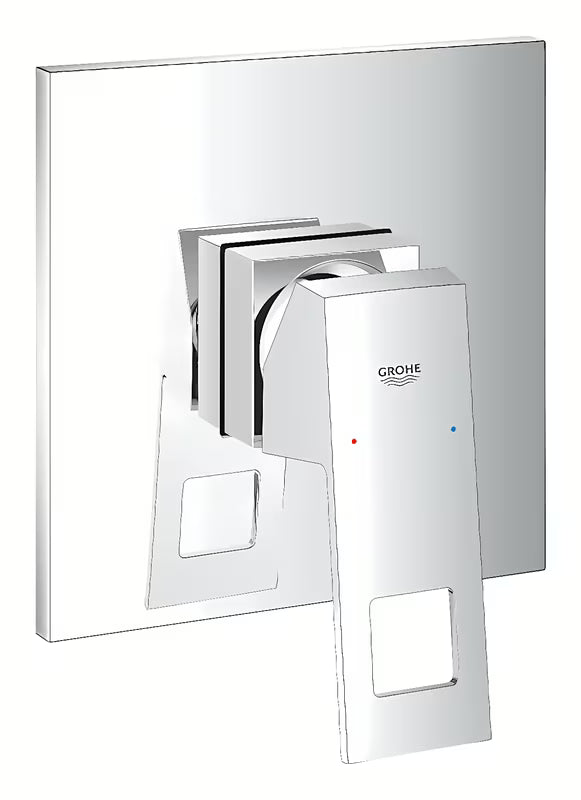 Podtynkowa jednouchwytowa bateria prysznicowa Grohe Eurocube w wykończeniu chrom z metalowym panelem i dźwignią