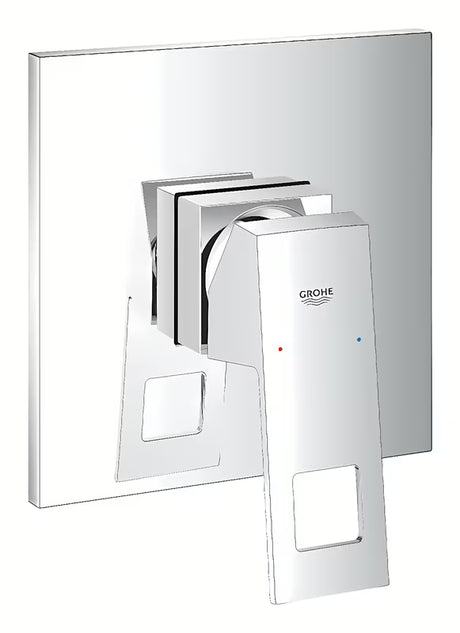 Podtynkowa jednouchwytowa bateria prysznicowa Grohe Eurocube w wykończeniu chrom z metalowym panelem i dźwignią