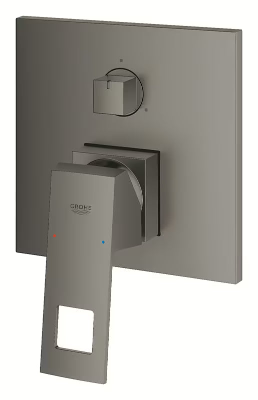Podtynkowa jednouchwytowa prysznicowa i bateria wannowa Grohe Eurocube w wykończeniu szczotkowany Hard Graphite z 3-drożnym przełącznikiem.