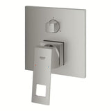 Podtynkowa prysznicowa i bateria wannowa Grohe Eurocube supersteel z dźwignią i 3-drożnym przełącznikiem