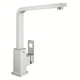 Kuchenna bateria jednouchwytowa Grohe Eurocube z wysoką wylewką w wykończeniu supersteel