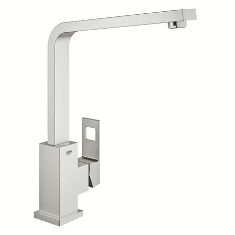 Kuchenna bateria jednouchwytowa Grohe Eurocube z wysoką wylewką w wykończeniu supersteel