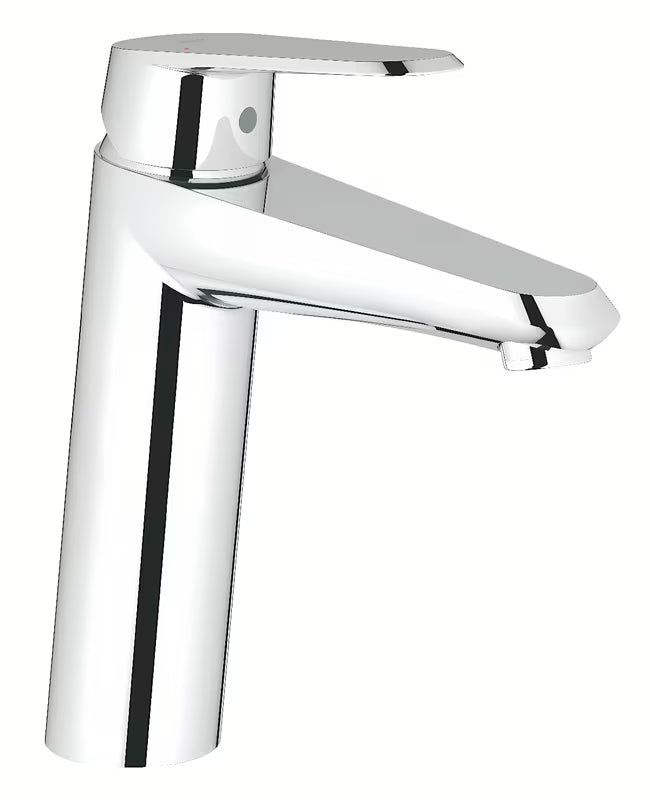 Chromowana bateria umywalkowa Grohe Eurodisc Cosmopolitan z dźwignią i gładkim korpusem bez odpływu.