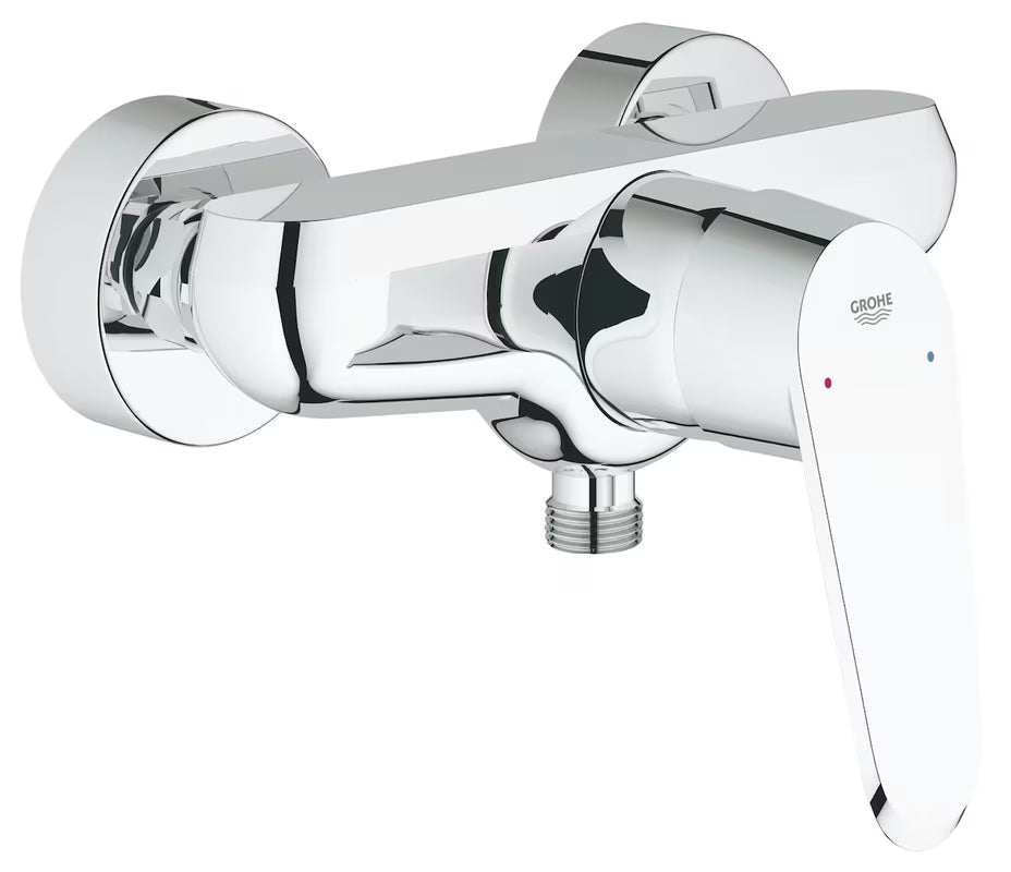 Chromowana jednouchwytowa ścienna bateria prysznicowa Grohe Eurodisc Cosmopolitan z technologią Grohe SilkMove