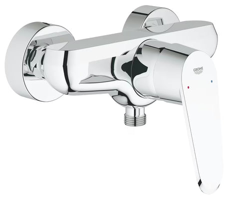 Chromowana jednouchwytowa ścienna bateria prysznicowa Grohe Eurodisc Cosmopolitan z technologią Grohe SilkMove