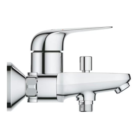 Chromowana ścienna bateria wannowa Grohe Euroeco z dźwignią i przełącznikiem wanna/prysznic