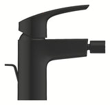 Grohe Eurosmart jednouchwytowa bateria bidetowa z odpływem w kolorze matowej czerni
