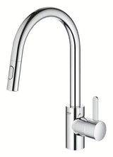 Chromowana bateria zlewozmywakowa Grohe Eurosmart Cosmopolitan z wysoką obrotową wylewką i wyciąganą wylewką prysznicową