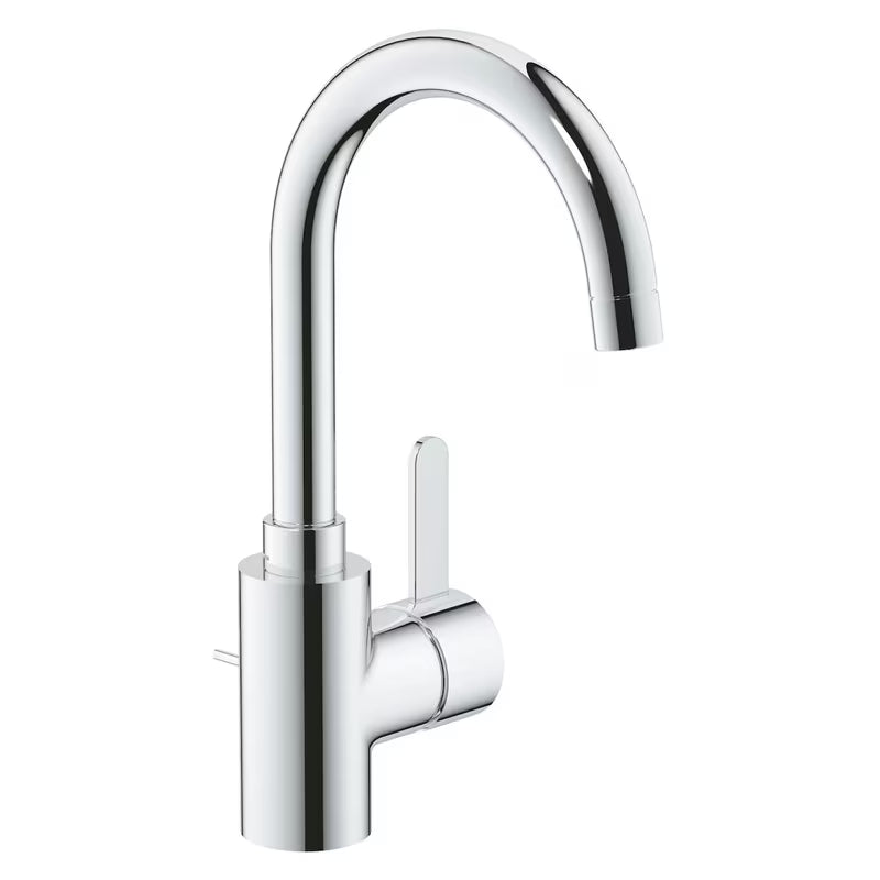 Wysoka chromowana bateria umywalkowa Grohe Eurosmart Cosmopolitan z obrotową wylewką i dźwignią.