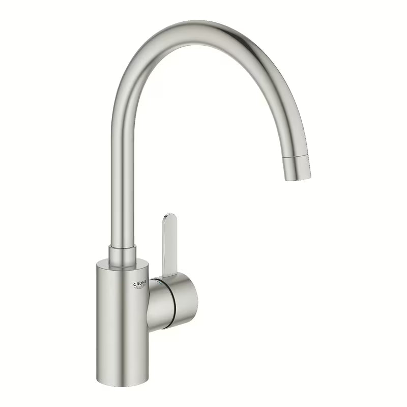 Kuchenna jednouchwytowa bateria Grohe Eurosmart Cosmopolitan z wysoką obrotową wylewką w wykończeniu supersteel.