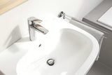 Chromowana jednouchwytowa stojąca bateria umywalkowa Grohe Eurosmart New z odpływem