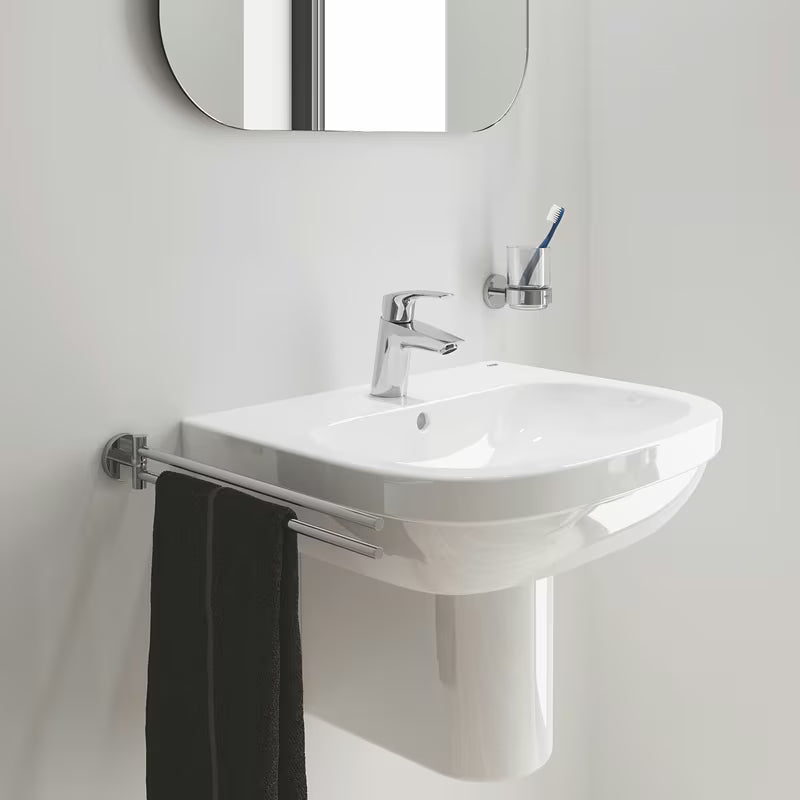 Chromowana jednouchwytowa stojąca bateria umywalkowa Grohe Eurosmart New bez odpływu