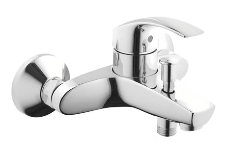 Chromowana jednouchwytowa ścienna bateria wannowa Grohe Eurosmart New z przełącznikiem wanna/prysznic