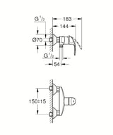 Grohe Eurosmart New jednouchwytowa ścienna bateria prysznicowa w wykończeniu chrom