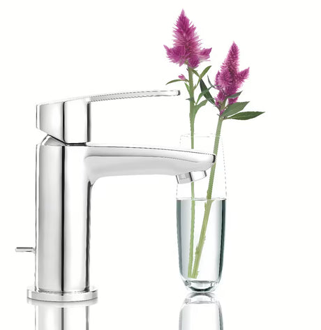 Chromowana bateria umywalkowa Grohe Eurostyle Cosmopolitan z dźwignią i korkiem spustowym