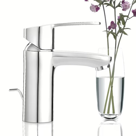 Chromowana bateria umywalkowa Grohe Eurostyle Cosmopolitan z dźwignią i korkiem odpływowym