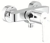 Chromowana ścienna jednouchwytowa bateria prysznicowa Grohe Eurostyle Cosmopolitan z technologią Grohe SilkMove