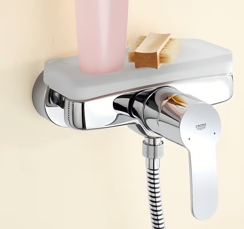 Chromowana ścienna jednouchwytowa bateria prysznicowa Grohe Eurostyle Cosmopolitan z technologią Grohe SilkMove