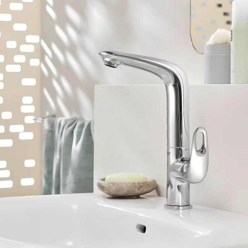 Grohe Eurostyle New wysoka jednouchwytowa stojąca bateria umywalkowa z odpływem w wykończeniu chrom