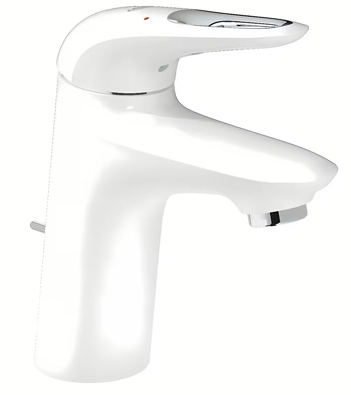 Jednouchwytowa bateria umywalkowa Grohe Eurostyle New z odpływem w wykończeniu Moon White.