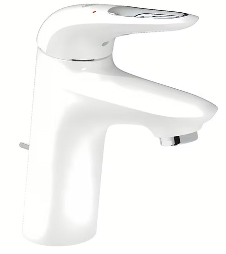 Jednouchwytowa bateria umywalkowa Grohe Eurostyle New z odpływem w wykończeniu Moon White.