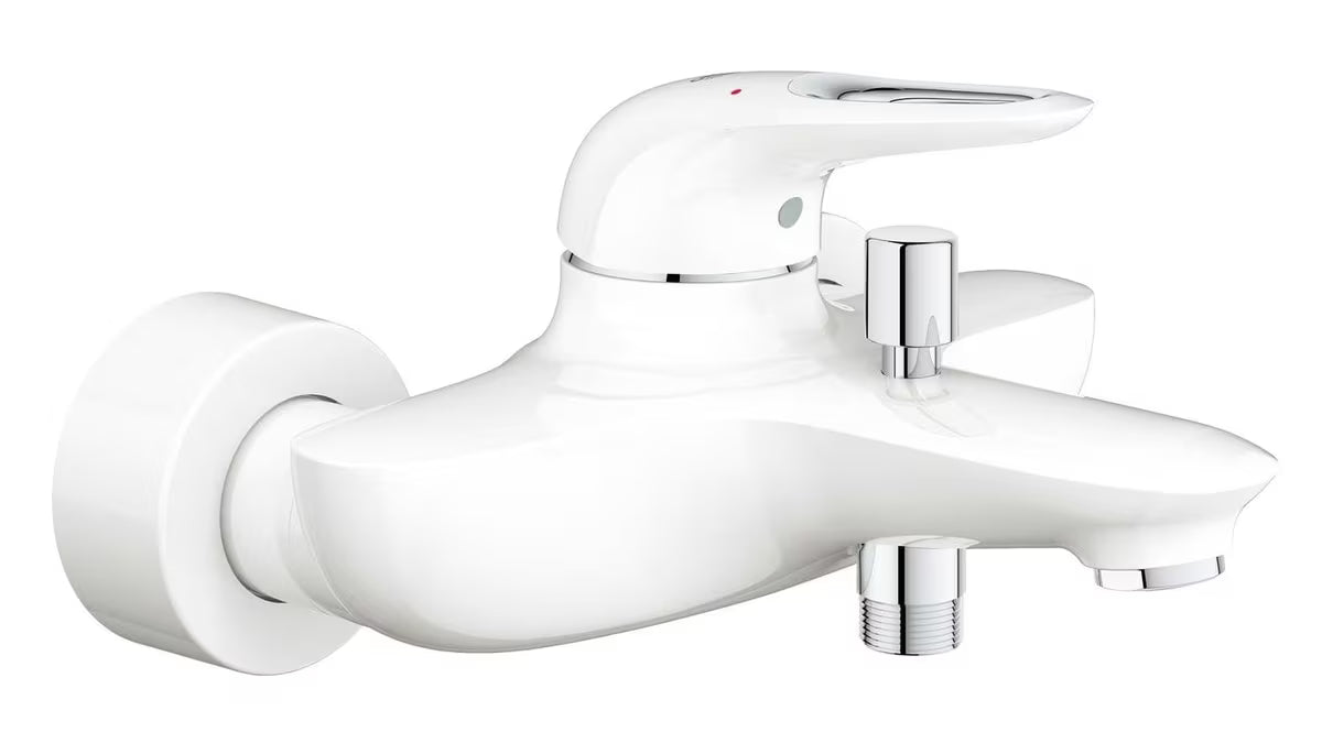 Ścienna jednouchwytowa bateria wannowa Grohe Eurostyle New w kolorze Moon White z automatycznym przełącznikiem wanna/prysznic
