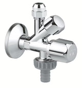 Zawór kątowy Grohe pro do montażu ściennego z zaworem zwrotnym i metalową rozetą.